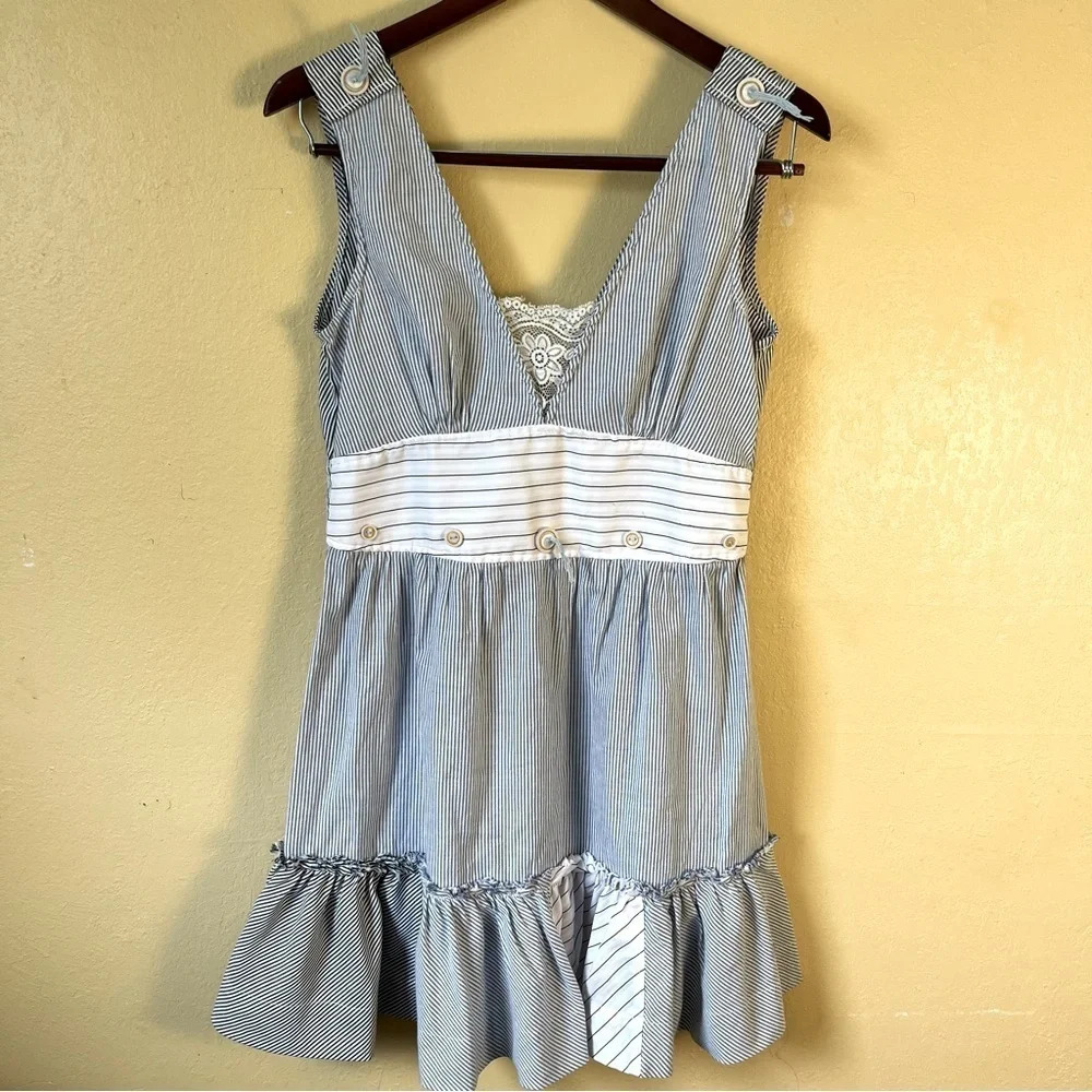 MURMUR Pinstripe Patchwork Dress. Size: L Fun and Playful!